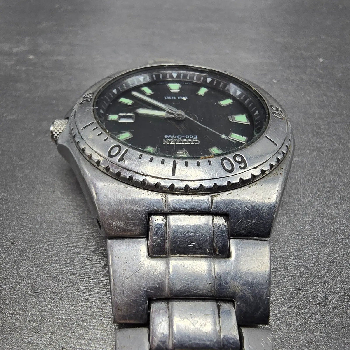 Citizen Eco-Drive Watch Men 40mm Black Dial Silver Tone Date E110-K000432 PARTSP5