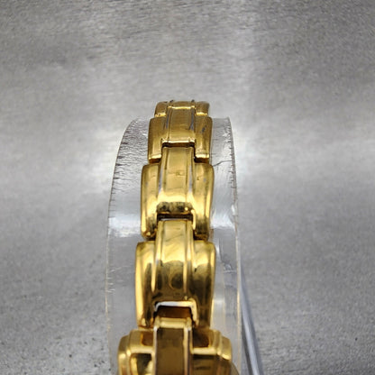 Bulova Watch Women 15mm White Dial Gold Tone Rectangle 97S44 New Battery4