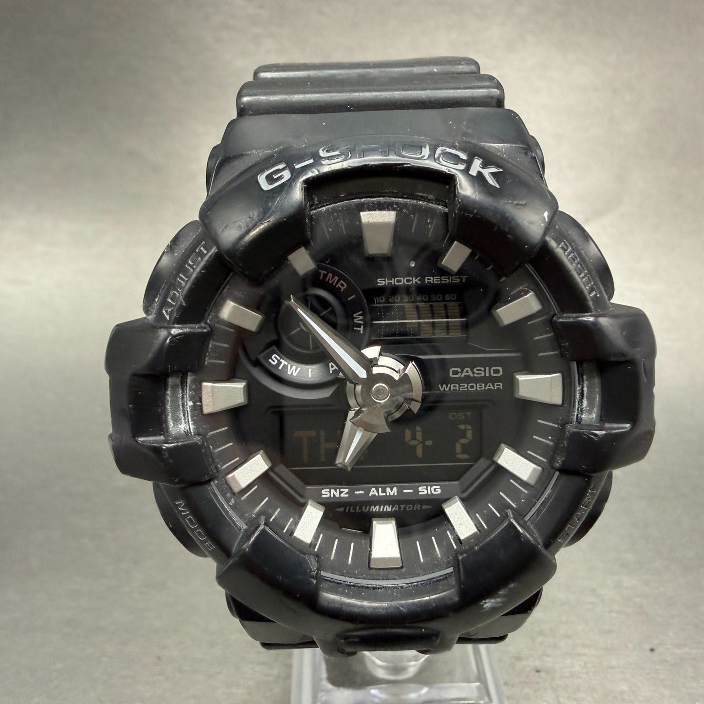 Casio G-Shock GA-700 Watch Men 53mm Analog Digital Black Alarm Chrono New Batt A0