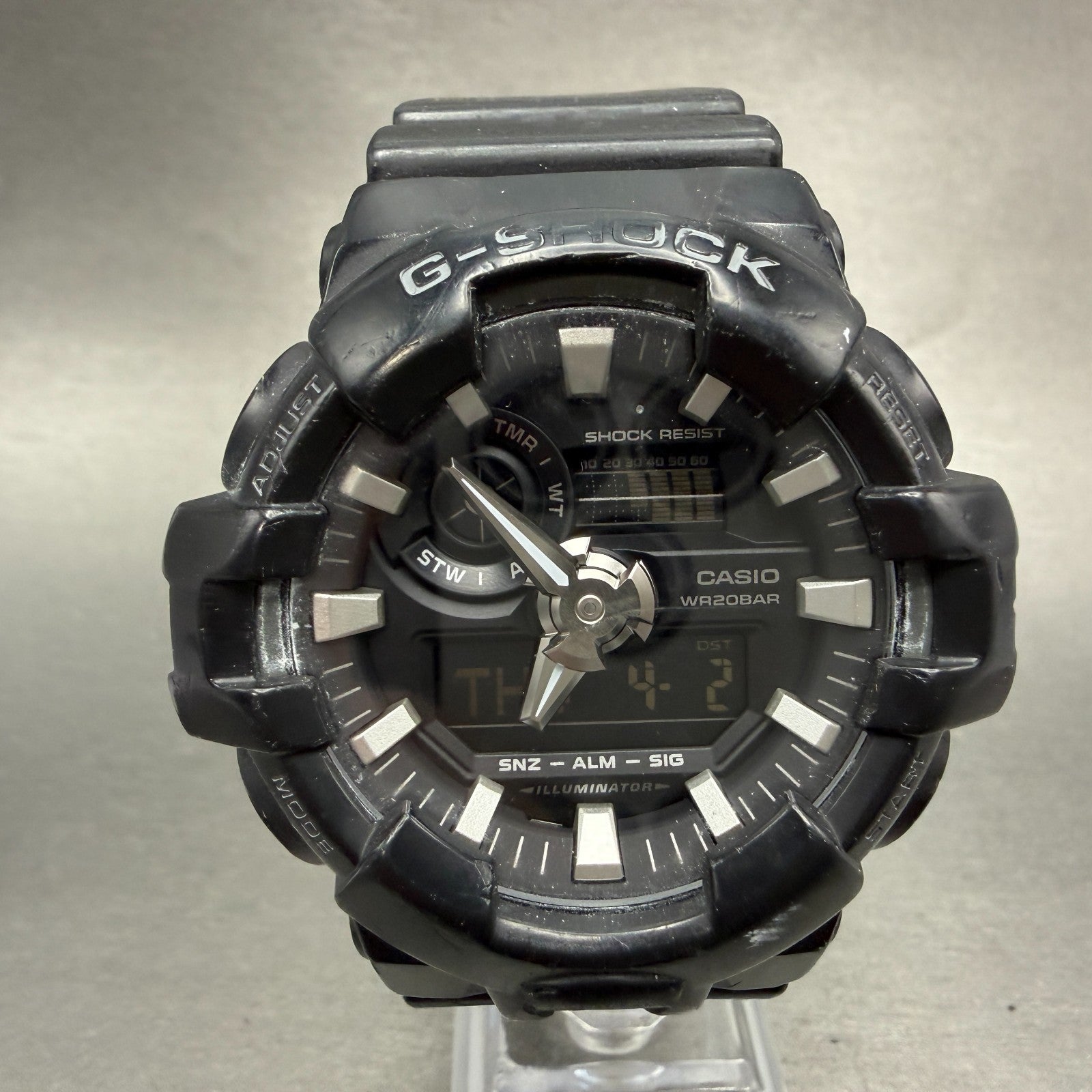 Casio G-Shock GA-700 Watch Men 53mm Analog Digital Black Alarm Chrono New Batt A0