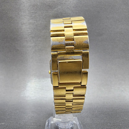 Pulsar Tank Watch Men 26mm Champagne Dial Gold Tone Date Rectangle New Battery