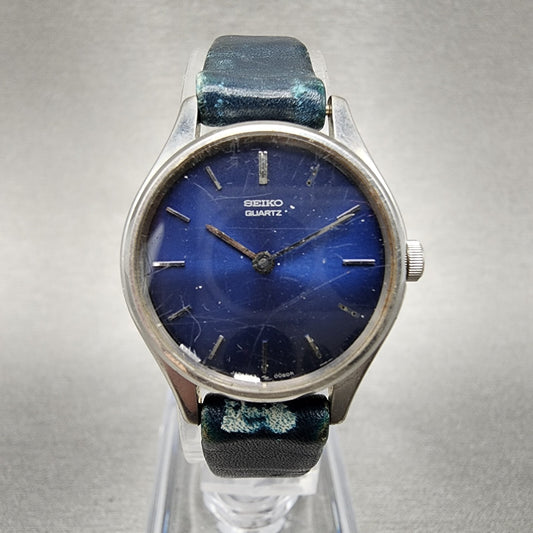 VTG Seiko Watch Women 24mm Blue Dial Silver Tone Round 43-0039 PARTS