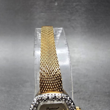 Gruen Precision Watch Women 17mm Champagne Dial Gold Tone Diamond Bezel NewBatt5