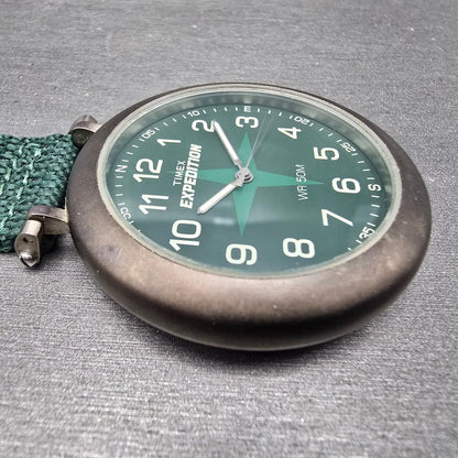 Timex Expedition Pocket Watch Men 45mm Green Dial  Gray Round New Battery6