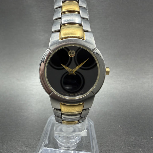 Movado Museum Watch Women 25mm Black Dial Two Tone Round 81 A1 1842 New Battery0