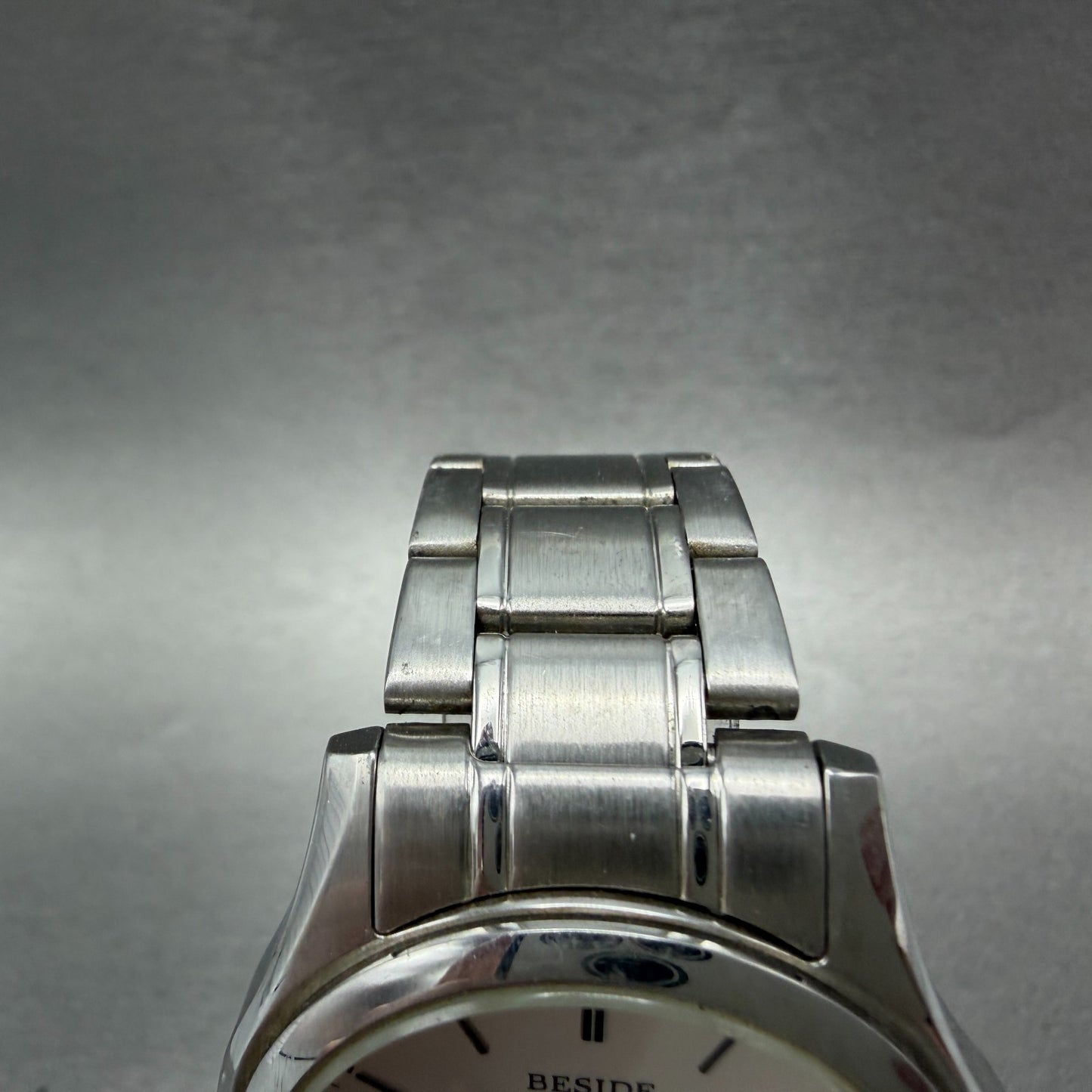 Casio Beside Watch Men 35mm Silver Dial Steel Daydate Round BES-105 New BatteryA4