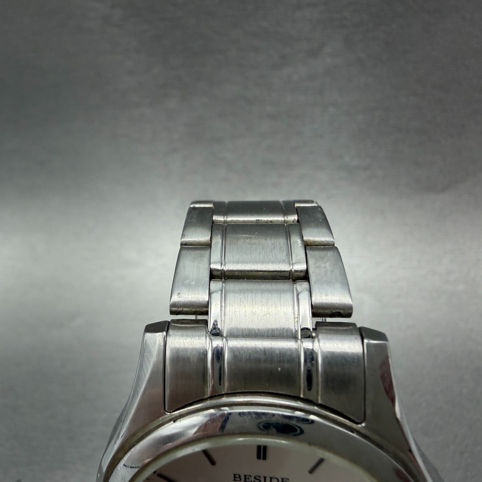 Casio Beside Watch Men 35mm Silver Dial Steel Daydate Round BES-105 New BatteryA4