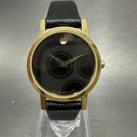 Movado Museum Watch Women 25mm Black Dial Gold Tone Round 87-A1-832 PARTS0