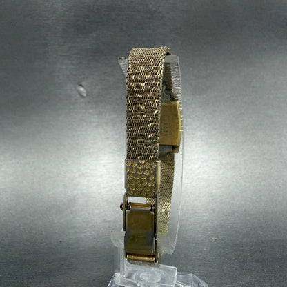 Seiko Tank Watch Women 15mm Champagne Dial Gold Tone Manual 11-3189 Runs 76H7
