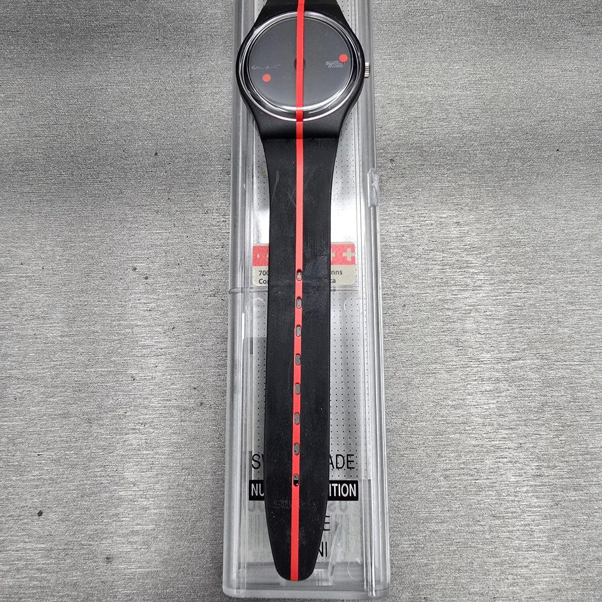 Swatch 360 Rouge Sur Blackout Watch Men 34mm Black Dial GZ119 New Battery NOS3