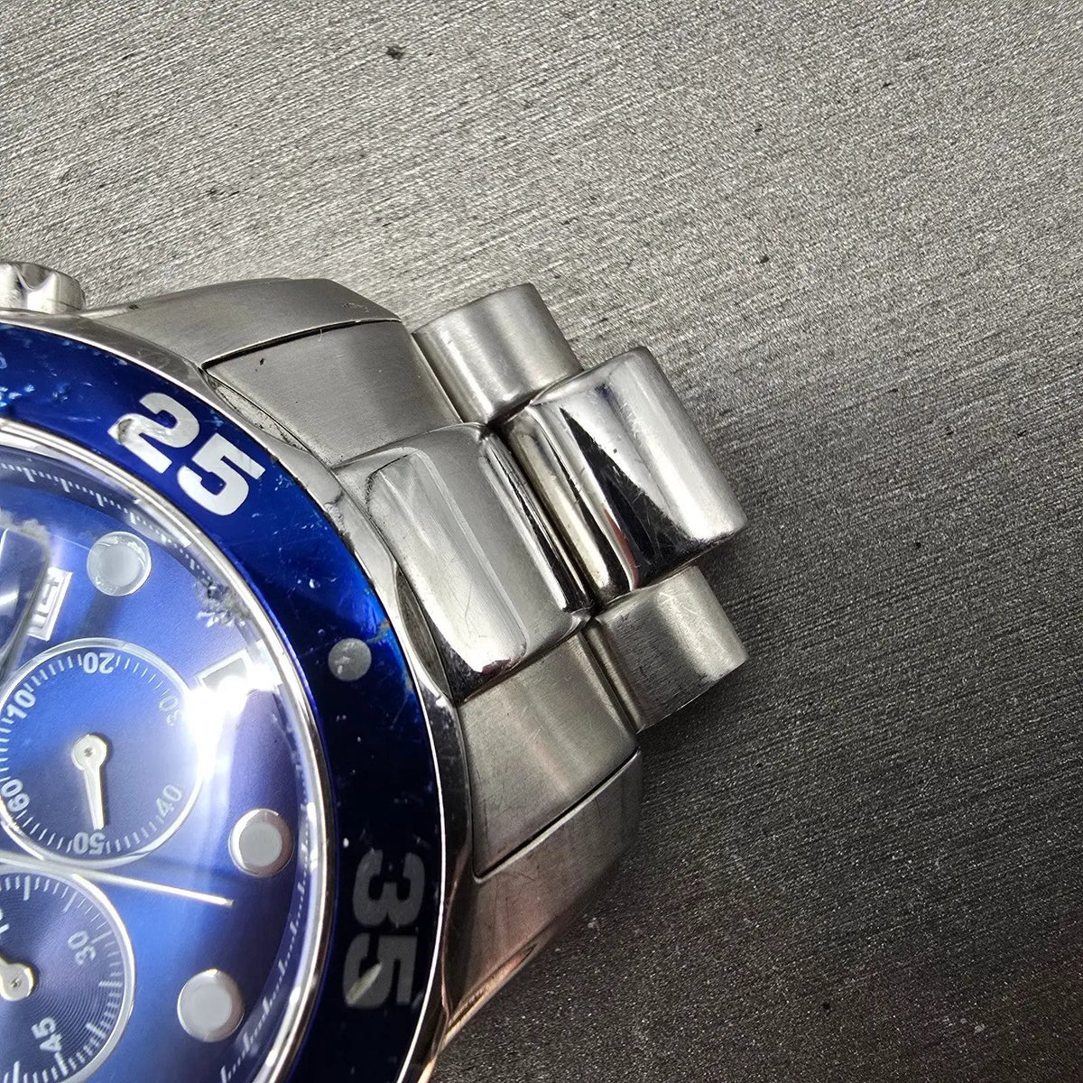 Invicta Pro Diver Chronograph Watch Men 48mm Blue Dial Steel Date 15082 New Batt7