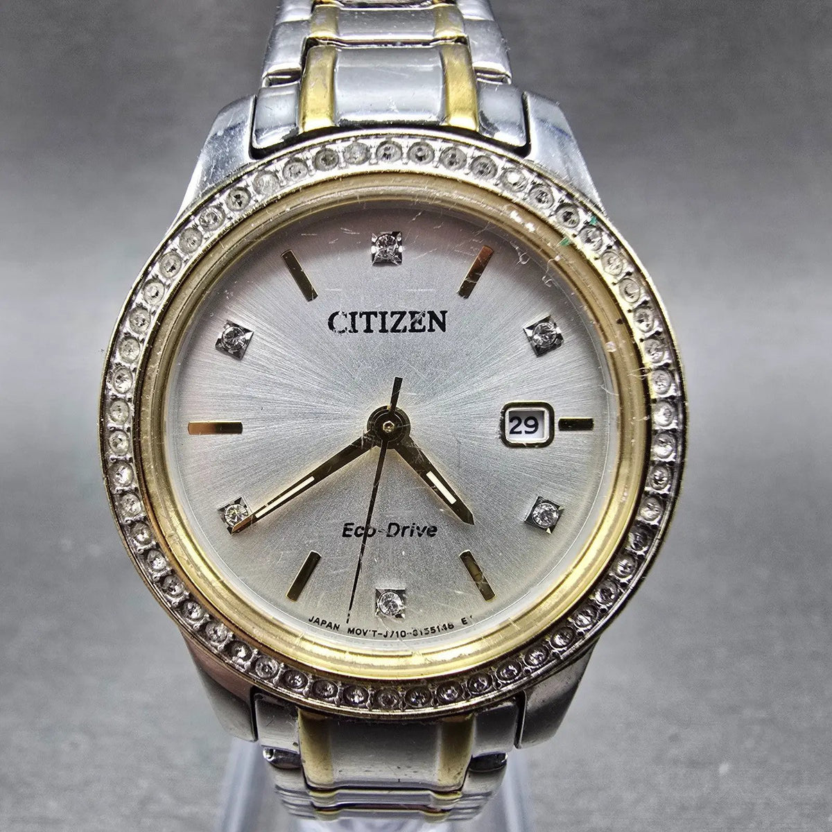 Citizen Eco-Drive Watch Women 30mm Silver Dial Two Tone Date FE1174-50A PARTS0