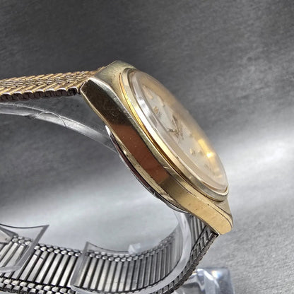 Seiko SQ Watch Men35mm Silver Dial Gold Daydate Round 8223-8029 New Battery JP43