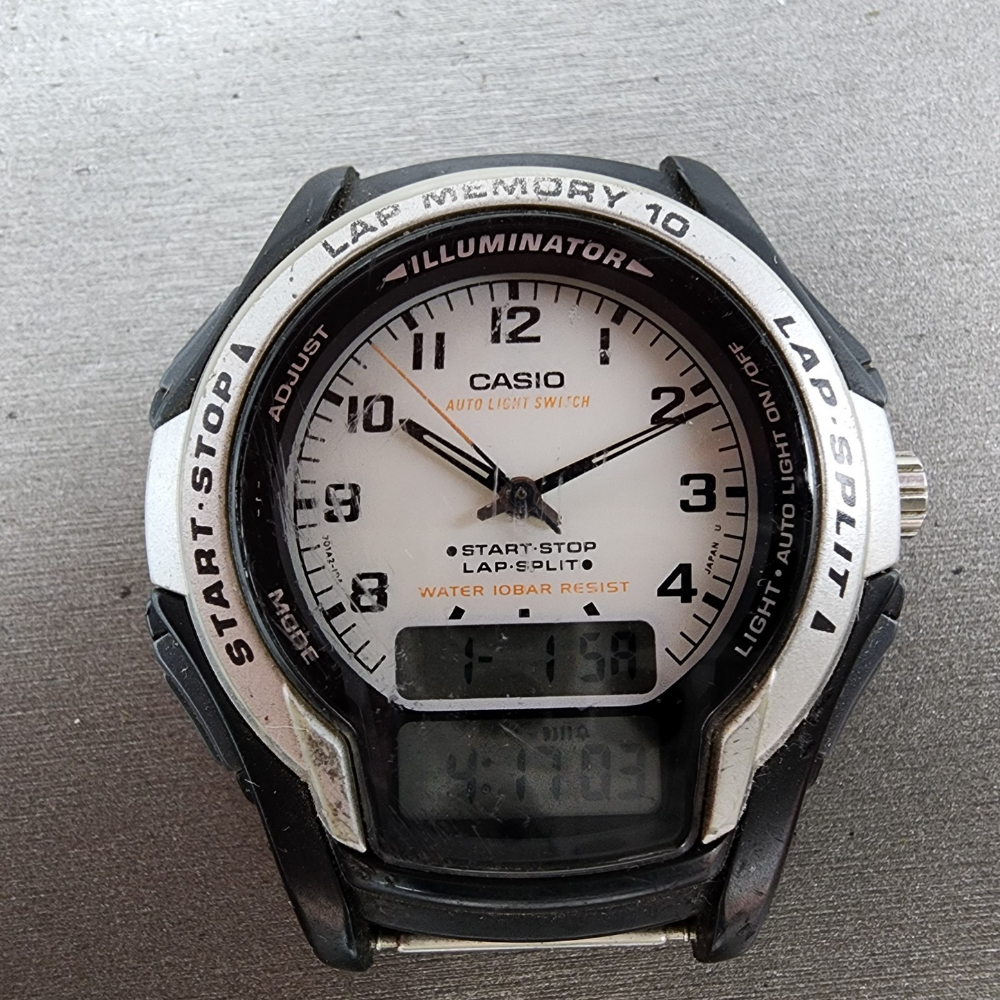 Casio Illuminator WS300 Watch Men 42mm White Dial Black Analog Digital New Batt1