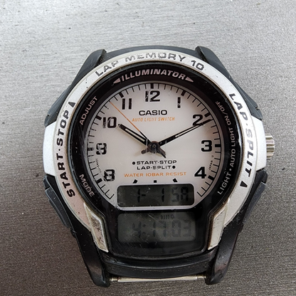 Casio Illuminator WS300 Watch Men 42mm White Dial Black Analog Digital New Batt1