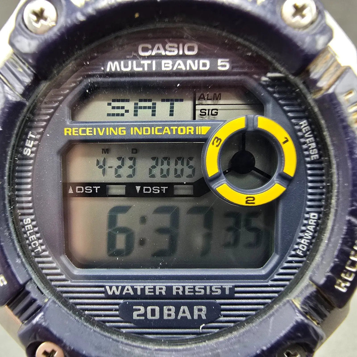 Casio Waveceptor Watch Men 48mm Digital Blue Silver Alarm Chrono WV-M200 NewBat1