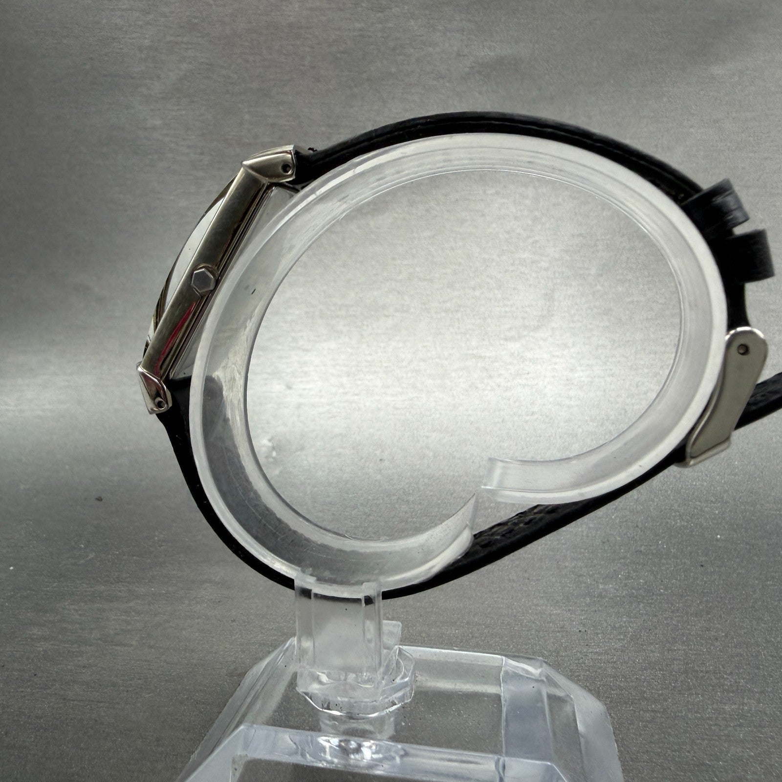 Yves Saint Laurent Tank Watch Women 15m Black Dial Silver Tone Rectangle New bat6