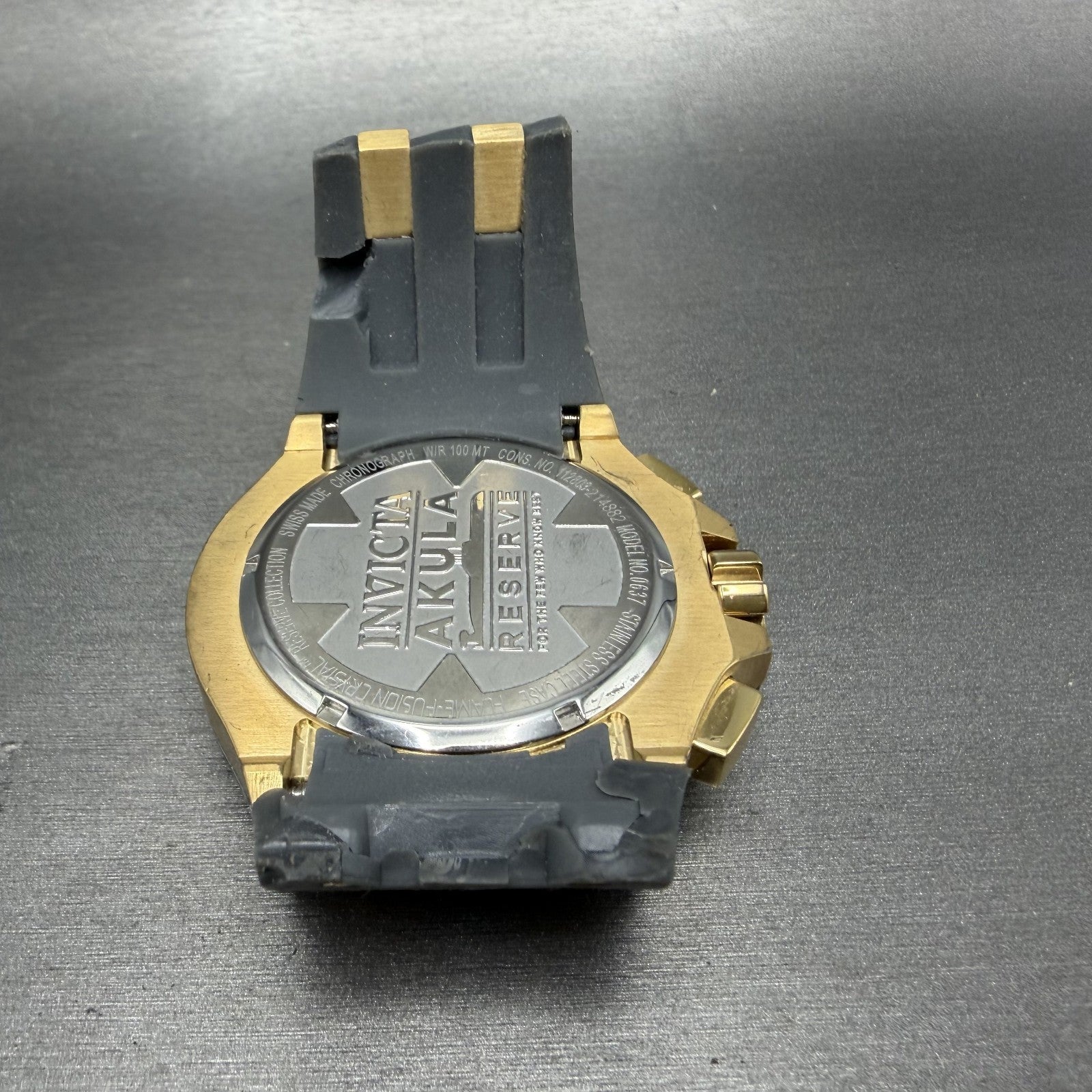 Invicta Reserve Akula II Chronograph Watch Men 51mm Gray Dial Gold Date 06378