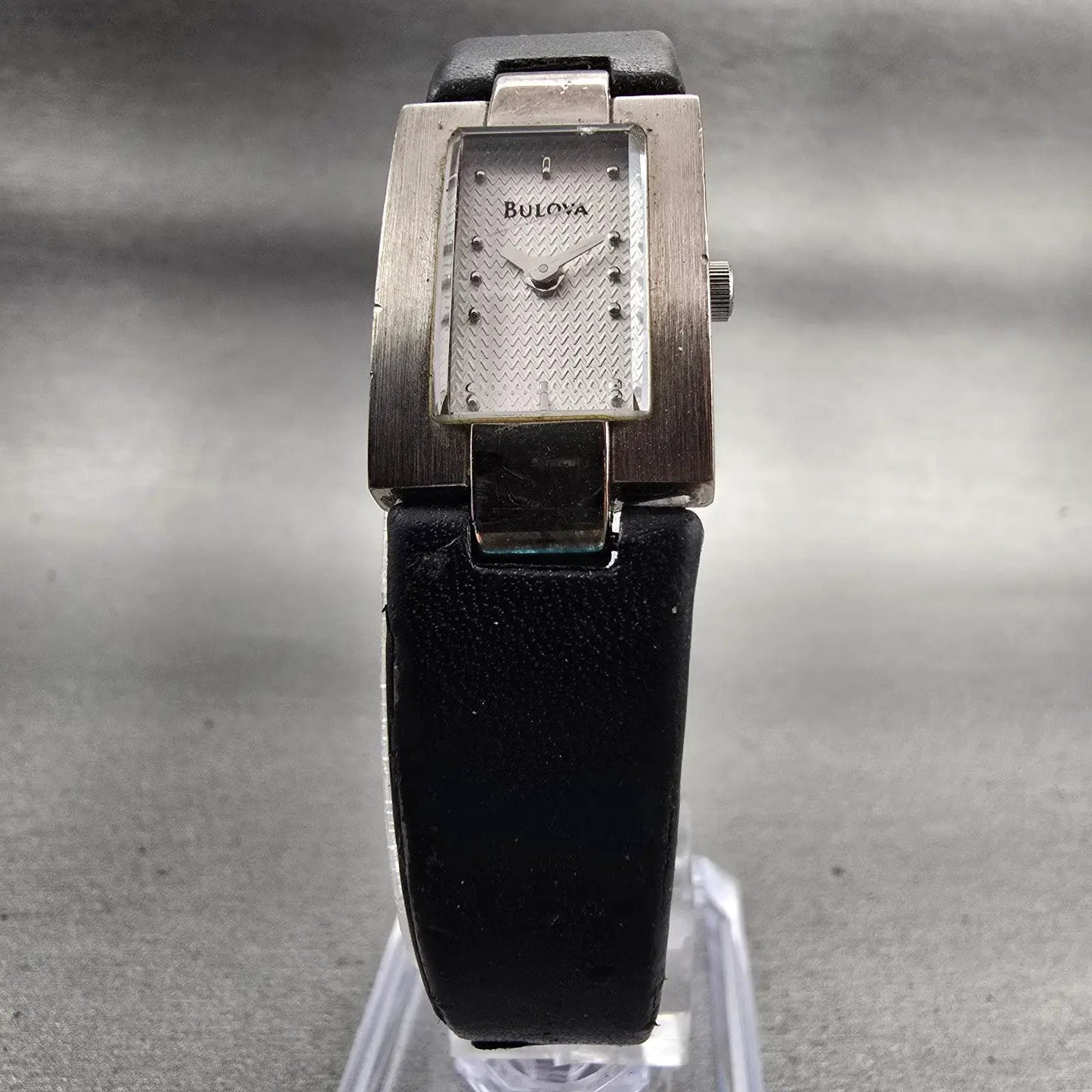 Bulova Watch Women 16mm Silver Dial Silver Tone Rectangle 96L43 New Battery5
