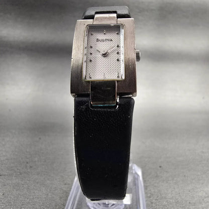 Bulova Watch Women 16mm Silver Dial Silver Tone Rectangle 96L43 New Battery5