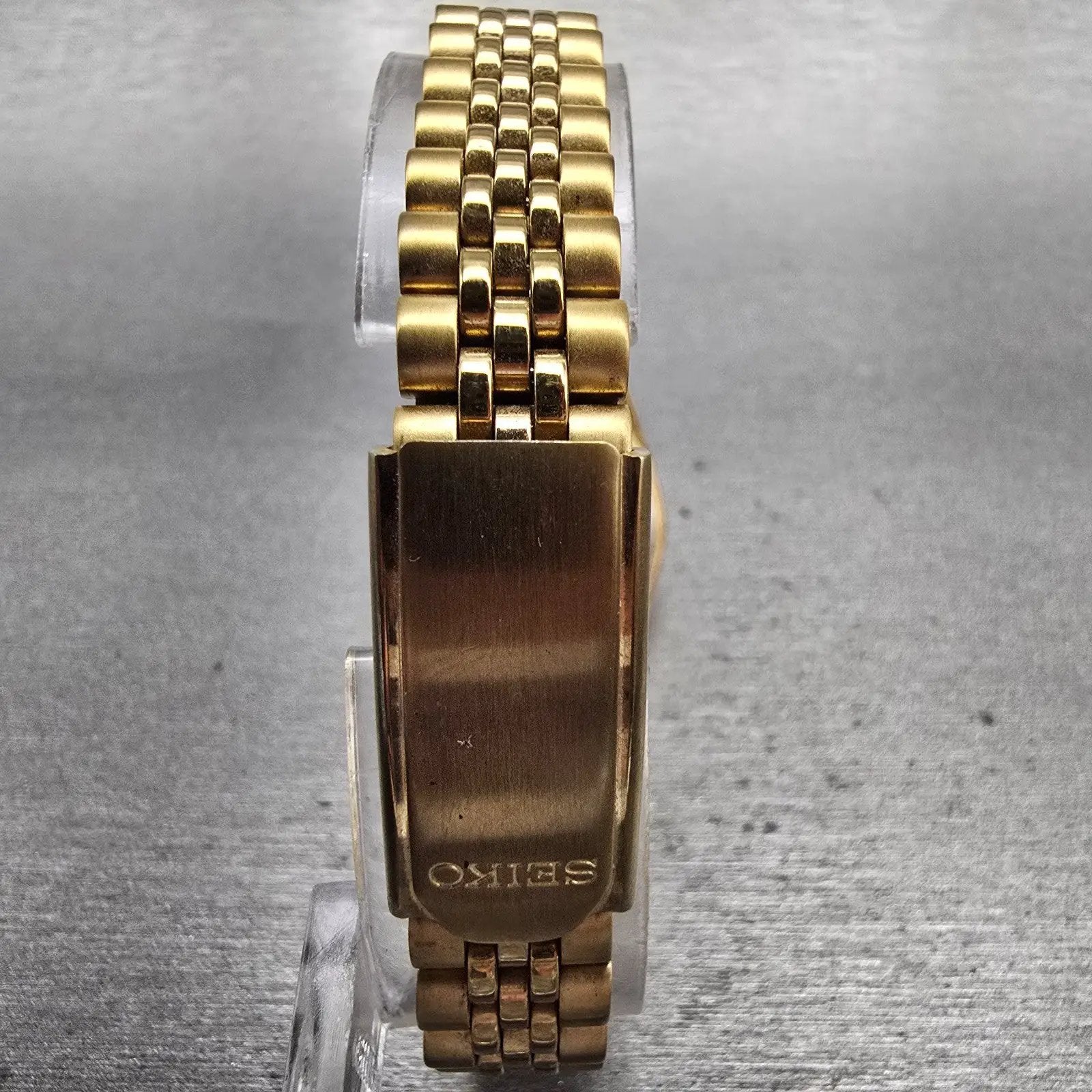 Seiko President Watch Women 24mm Black Dial Gold Tone Daydate 7N83-0041 New Batt7