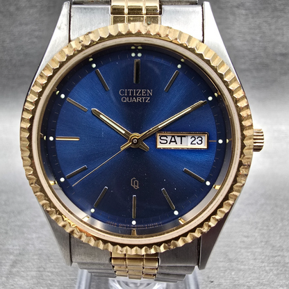 Citizen CQ President Watch Men 35mm Blue Dial Two Tone 6100-R00405 New Battery1