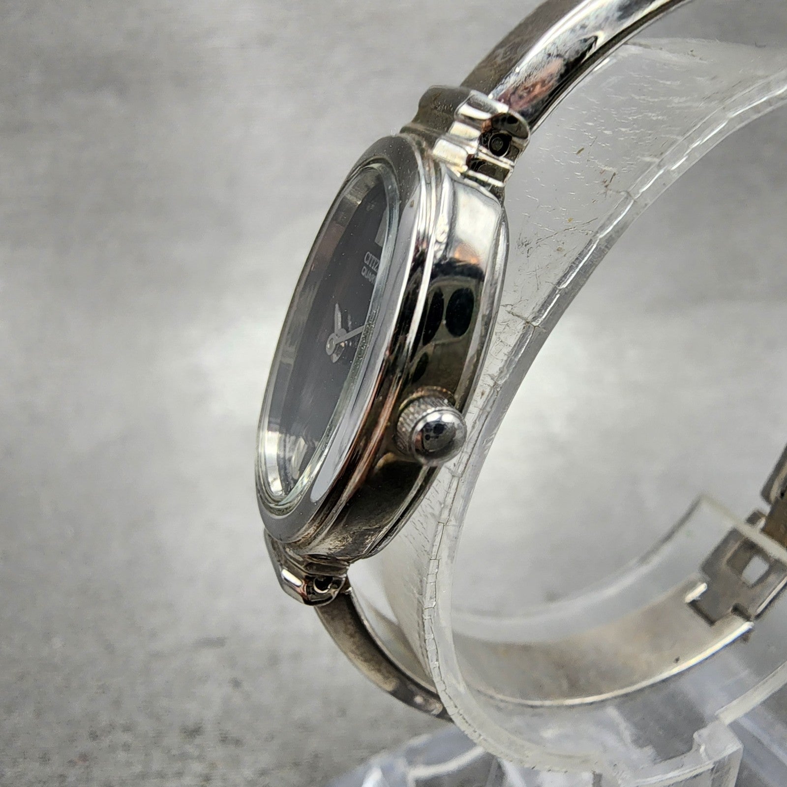 Citizen Watch Women 18mm Black Dial Silver Tone Oval 5920K15079 New Battery2