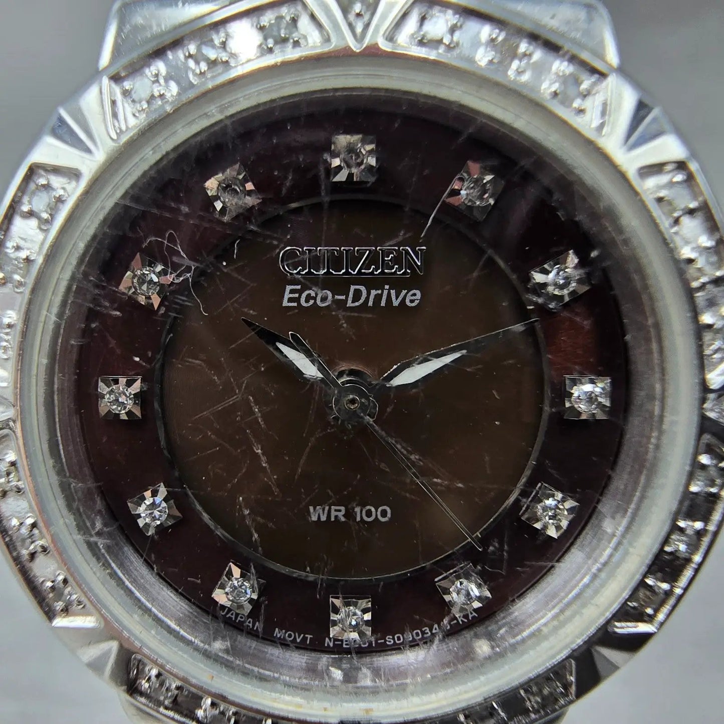 Citizen Eco-Drive Watch Women 26mm Brown Dial Silver Tone E031-S053650 Runs1