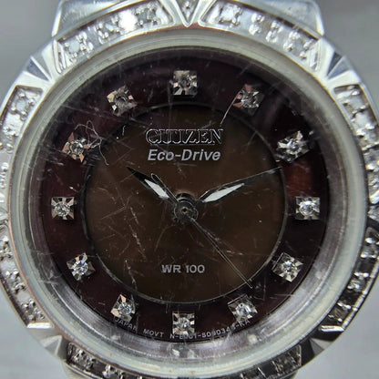 Citizen Eco-Drive Watch Women 26mm Brown Dial Silver Tone E031-S053650 Runs1