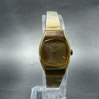 Seiko Watch Women 18mm Champagne Dial Gold Tone Round 1400-8010 New Battery VTG5