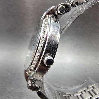 Seiko Solar Watch Women 30mm MOP Dial Silver Date Round V137-0BC0 Runs2