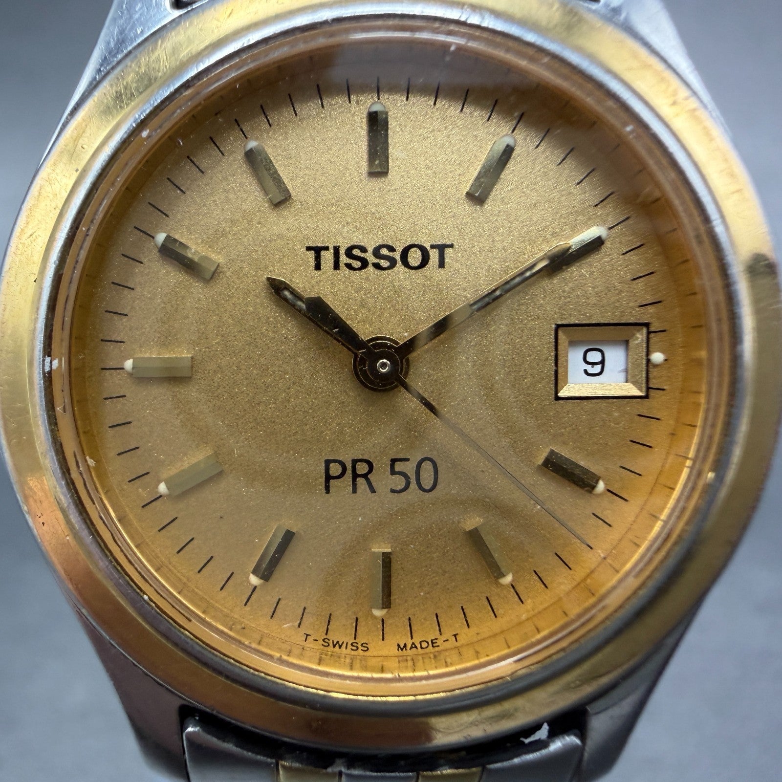 Tissot PR 50 Watch Women 27mm Gold Dial Two Tone Date J132/232K New Battery1