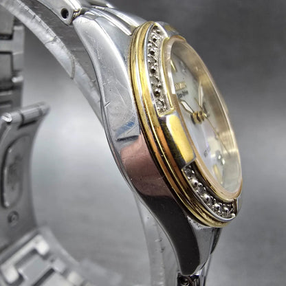 Citizen Eco-Drive Watch Women 26mm MOP Dial Two Tone Date E013-S076412 Runs 33