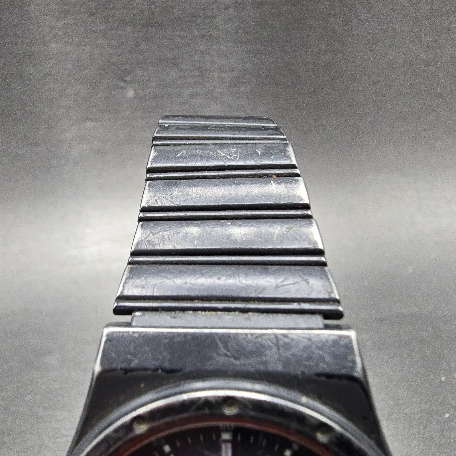 Seiko SQ Watch Men 34mm Black Dial black Tone Daydate Round 8C23-6080 PARTS VTG5