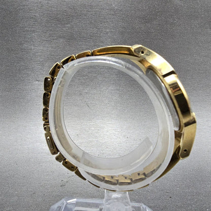 Seiko Solar Watch Women 28mm MOP Dial Gold Tone Round V115-0AZ0 Runs Crystals8
