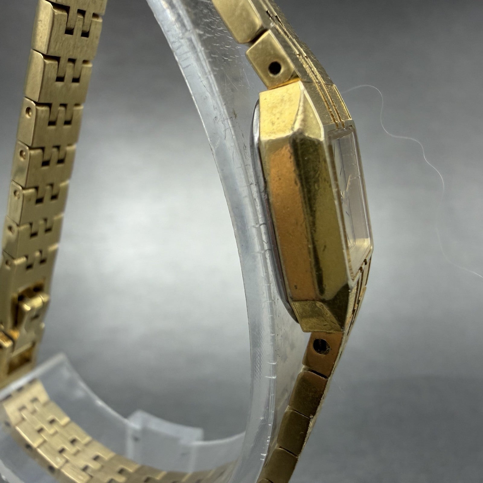 Citizen CQ Tank Watch Women 13mm Champagne Dial Gold Tone Octagon New Battery BI3