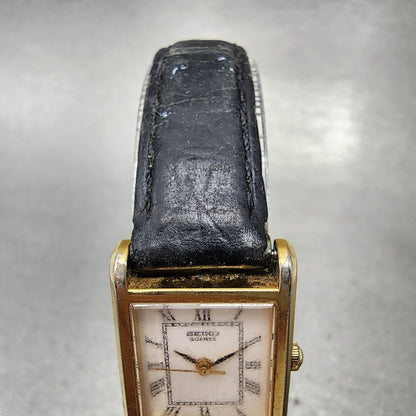 Seiko Tank Watch Women 18mm White Dial Gold Tone Rectangle 1N015A40 New Battery5