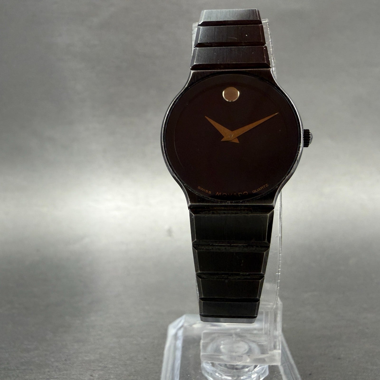 Movado Museum Watch Women 23mm Black Dial Black Tone Round 84-40-881-A New Batt5
