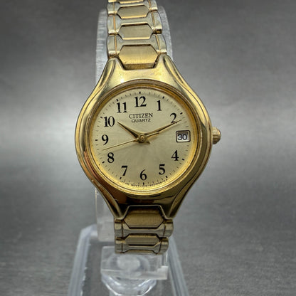 Citizen Watch Women 23mm Champagne Dial Gold Tone Date 1012-S011523 New Battery0