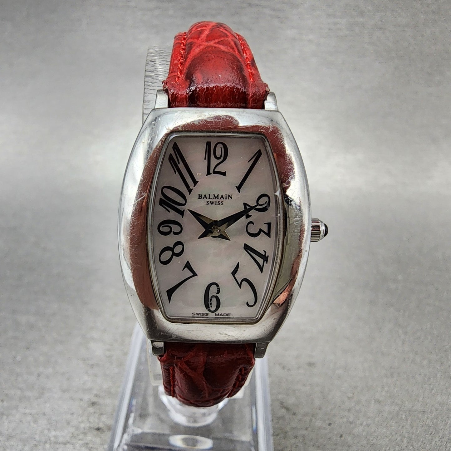 Balmain Watch Women 22mm MOP Dial Silver Tone Rectangle 2491 New Battery0