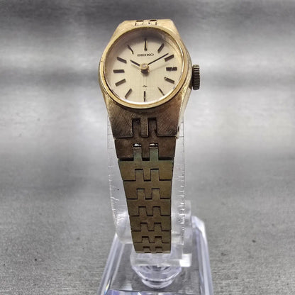 Seiko Watch Women 17mm Gold Dial Gold Tone Oval 11-7849 Vintage Mechanical Works5