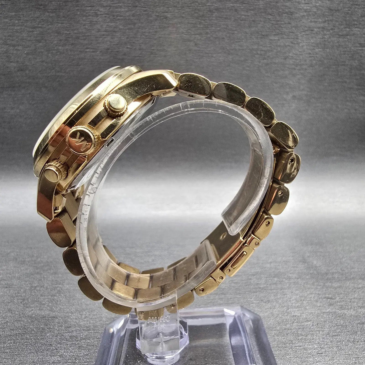 Michael Kors Runway Watch Women 37mm Gold Dial Gold Tone Chrono MK5055 New Batt36