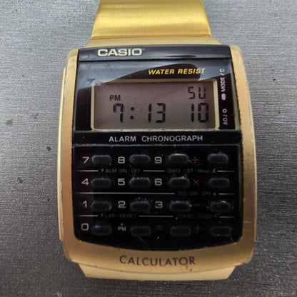 Casio Calculator CA-506 Watch Men 35mm Gold Alarm Chronograph READ!! New Battery2