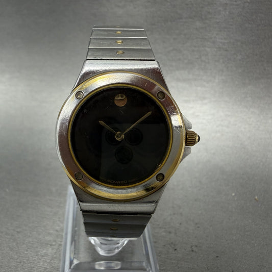 Movado Museum watch Women 28mm Black Dial Two Tone Round 81.E1.837.2 New Battery0