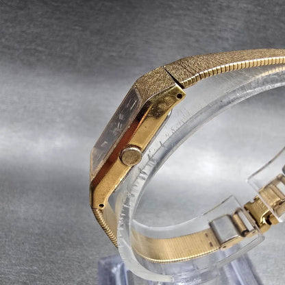 Seiko Watch Women 12mm Brown Dial Gold Tone Rectangle 1320-5990 New Battery2
