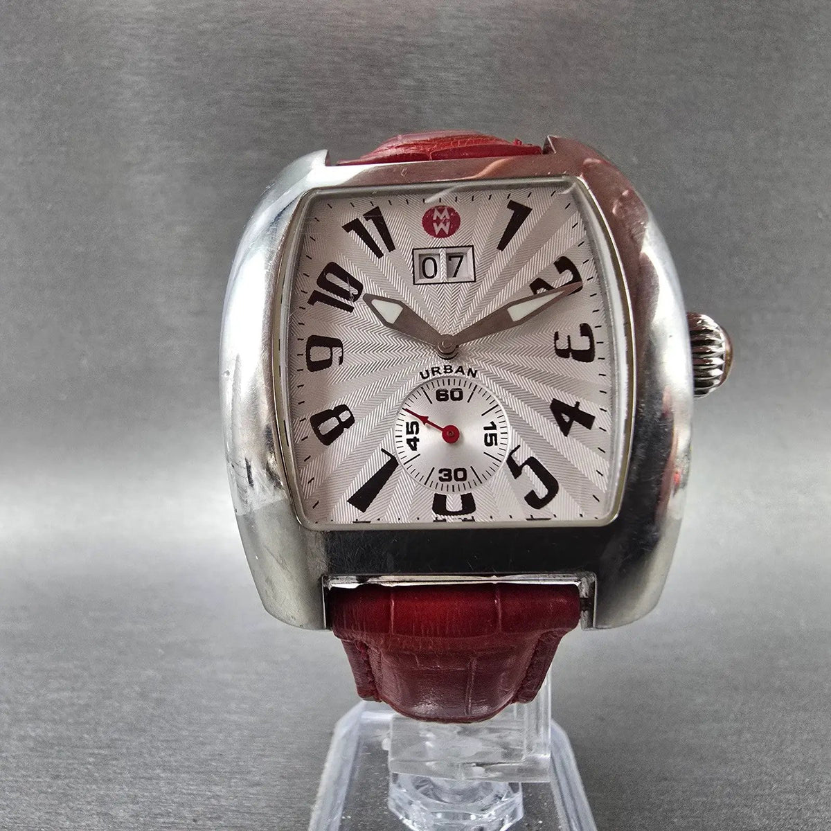 Michele Urban Watch Women 37mm White Dial Steel Small Seconds Date New Battery5