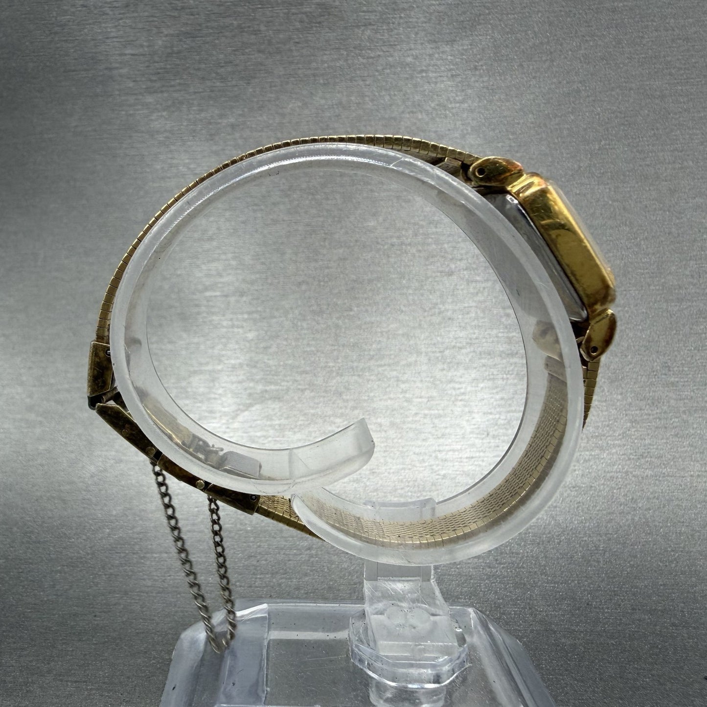 Seiko Tank Watch Women 17mm Champagne Dial Gold Tone 5420-5319 New Battery8