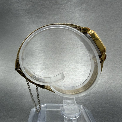 Seiko Tank Watch Women 17mm Champagne Dial Gold Tone 5420-5319 New Battery8