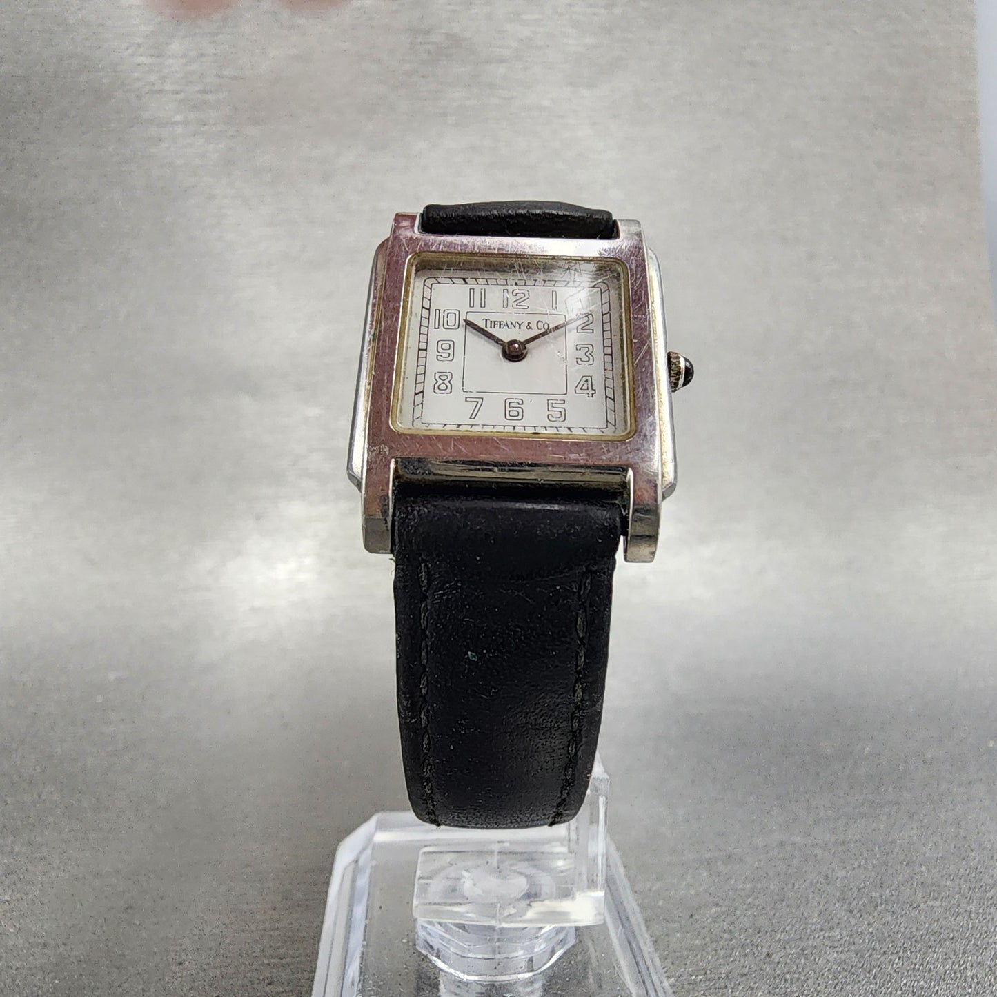 Tiffany & Co Tank Watch Women 23mm White Dial Steel Leather Band New Battery5