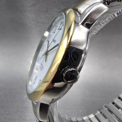 Timex Easy Reader Watch Men 35mm White Dial Two Tone Round T2H311 New Battery K2